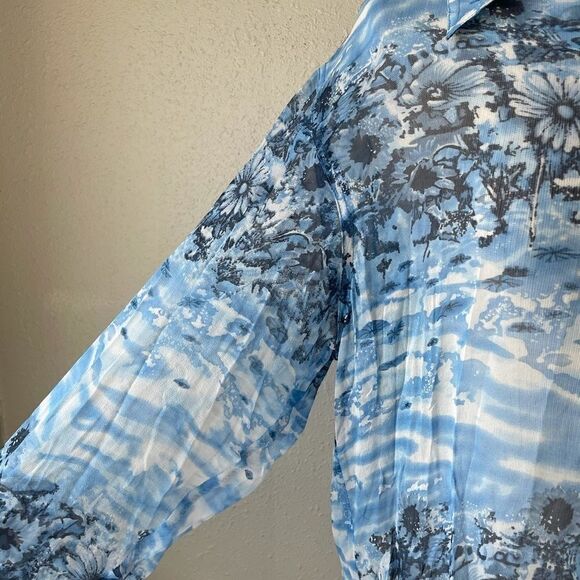 NWT Erin London Sheer Silk Button Down Shirt - Picture 3 of 9